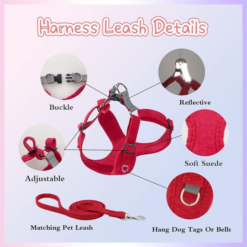 All Round Adjustable Pet Harness Soft Suede Dog Vest Harness