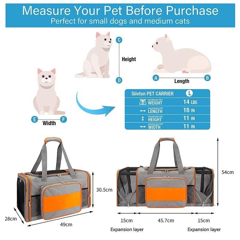 Airline Approved Expandable Soft Sided Pet Travel Breathable Carrying Handbag