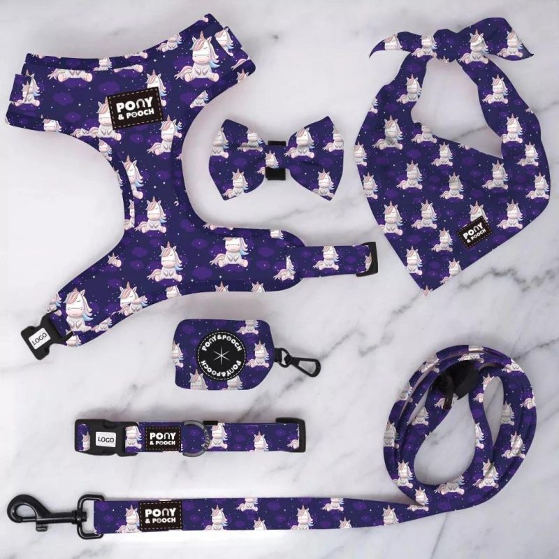 Corduroy Dog Harness Set Special Soft Material Poop Bag Dog Collar Leash Custom Color Adjustable Comfortable Puppy Harness