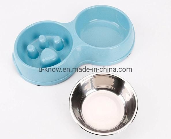 Double Bowl Pet Bowls Pet Feeding Bowl Plastic Bowl