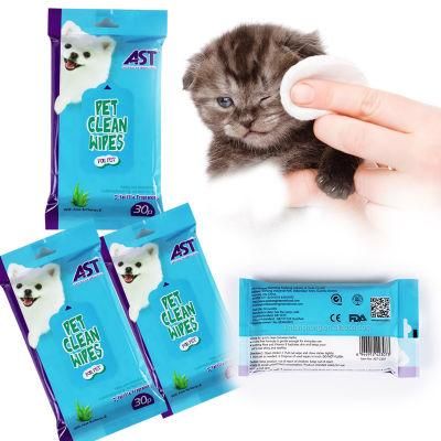 Factory Private Label Disposable 100 PCS Pet Grooming Cat and Dog Claws Cleaning Wipes