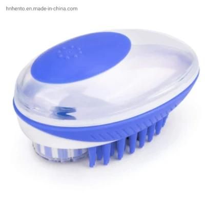 2 in 1 Dog Bath Massage Shampoo Dispenser Dog Grooming Shower Brush for Cat Pet Remove Loose Fur