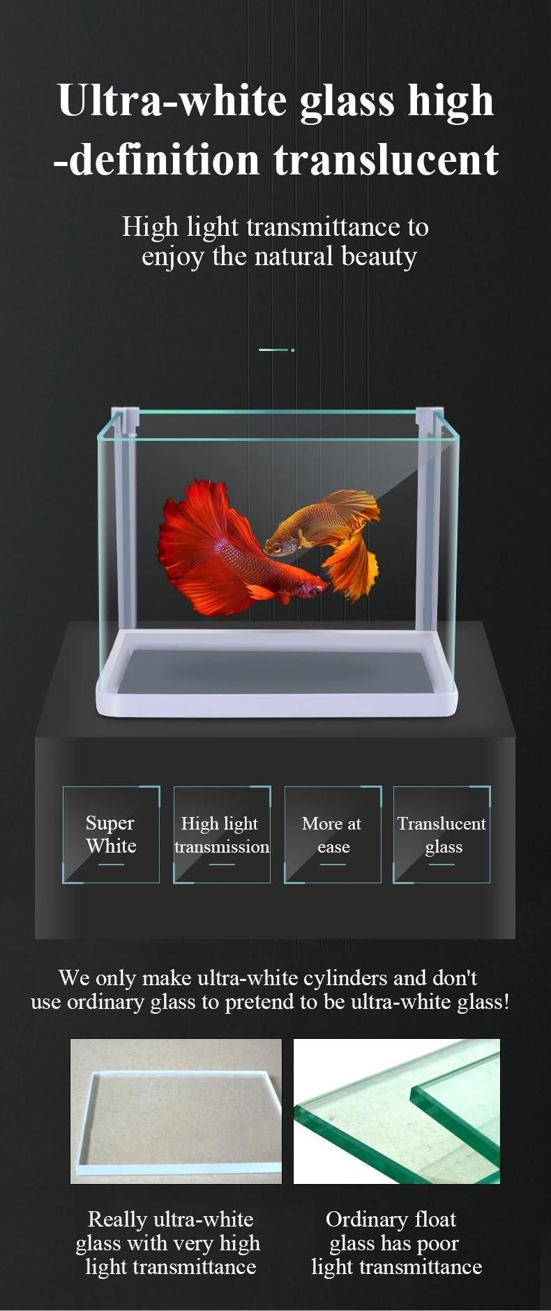 Yee Water Small Large Light Wall Pond Betta Aquarium Accessories 3 in 1 Glass Mini Fish Tank