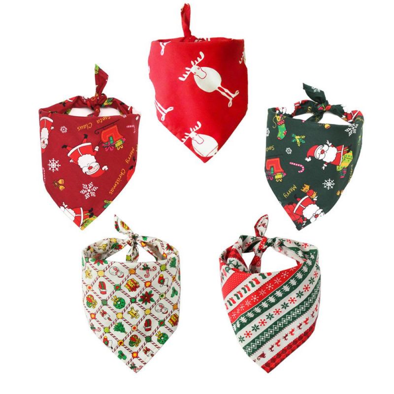 Christmas Pet Scarf Bandana Dog Collar Santa Pattern Pet Accessories