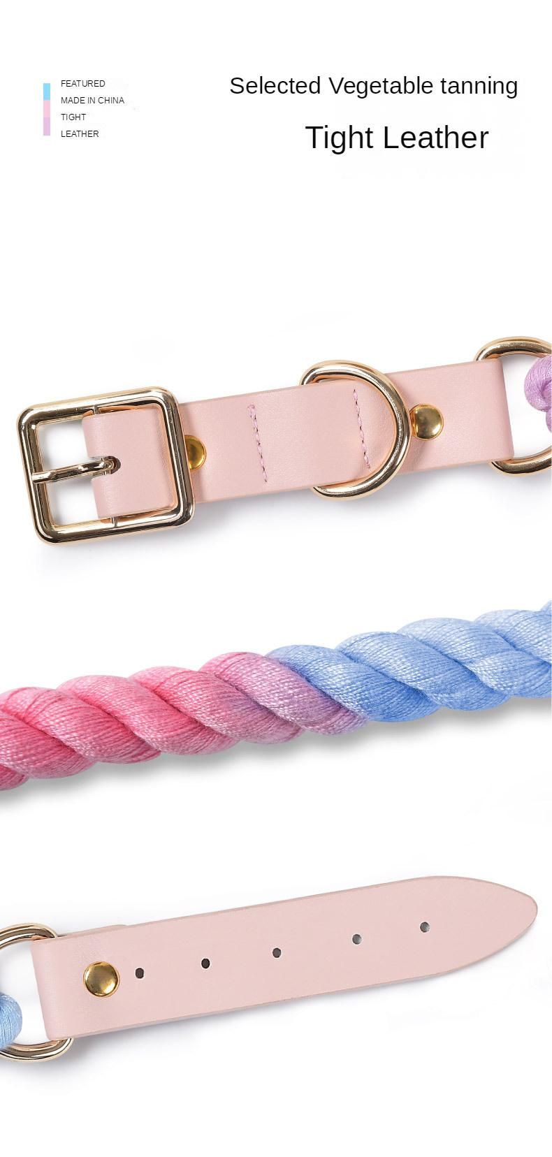 Custom Available Rainbow Colors Cotton Rope Leash with Matching Color Neutral Dog Leash