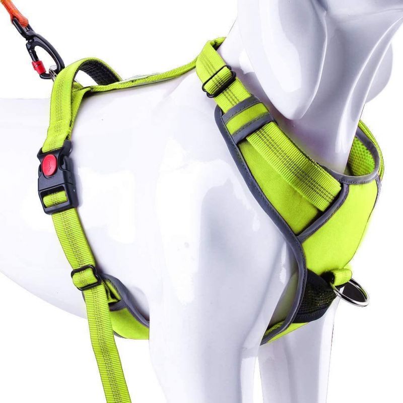 No Pull Padded Harness Leash Set - Padded Reflective Dog Vest with Grip Handle