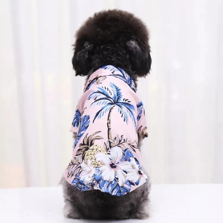Hawaiian Style Pet Dogs Cats T-Shirt Dog Summer Clothes Fashionable Holiday Floral Printed Dog T Shirt