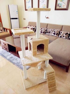 Pet Products Factory Supply Hot Easy Assemble Durable Pet Cat Bed Multi-Level Wood Sisal Cat Tree House Condo Large Cat Tree for Cat Sleeping