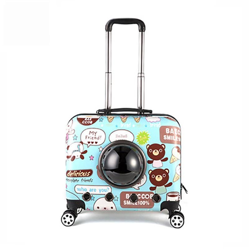 Fashion Breathable Pet Bag Travel Suitcase with Wheels and Trolley