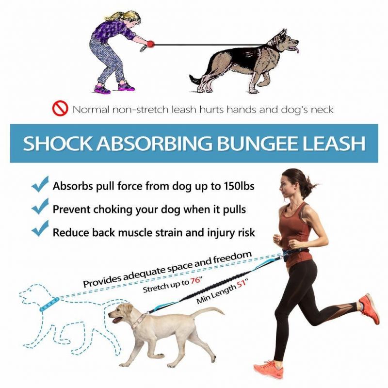 Dog Traction Rope Free Hands Dog Leash with Waist Bag