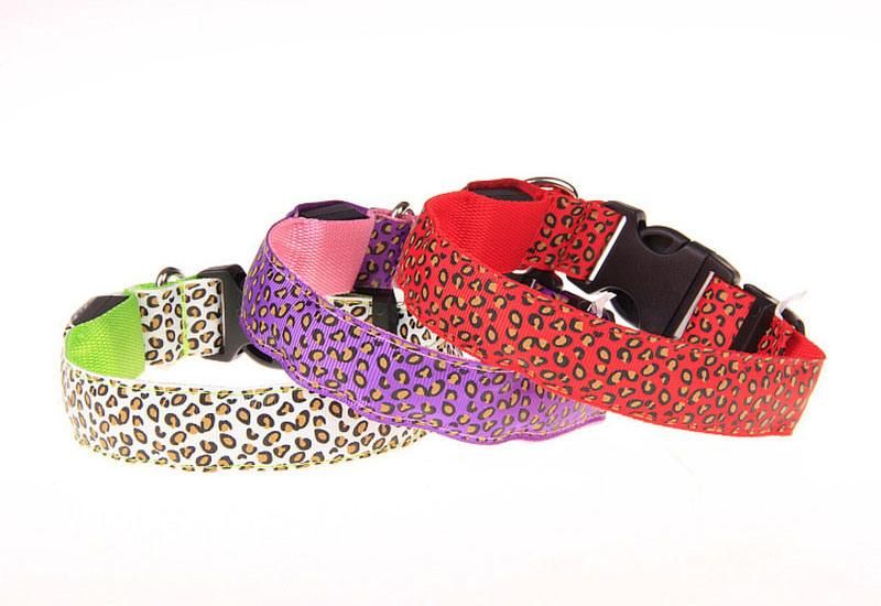 Nylon Leopard Spots Luminous LED Dog Collar Pet Products