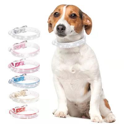 Bling Bling Crystal PU Pet Collar with Soft Fleece Lining Dog Collar
