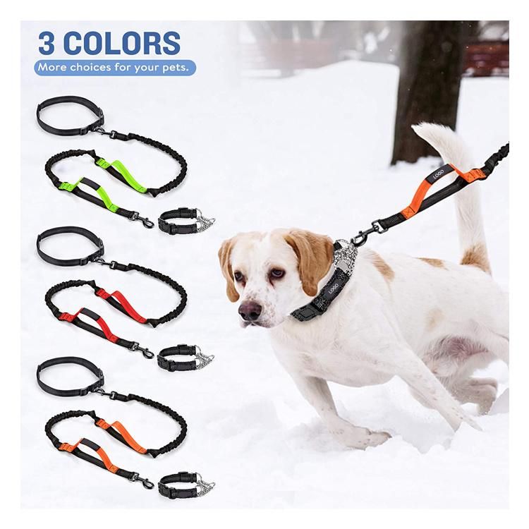 Dual Handle Nylon Reflective Bungee Hands Free Dog Leash