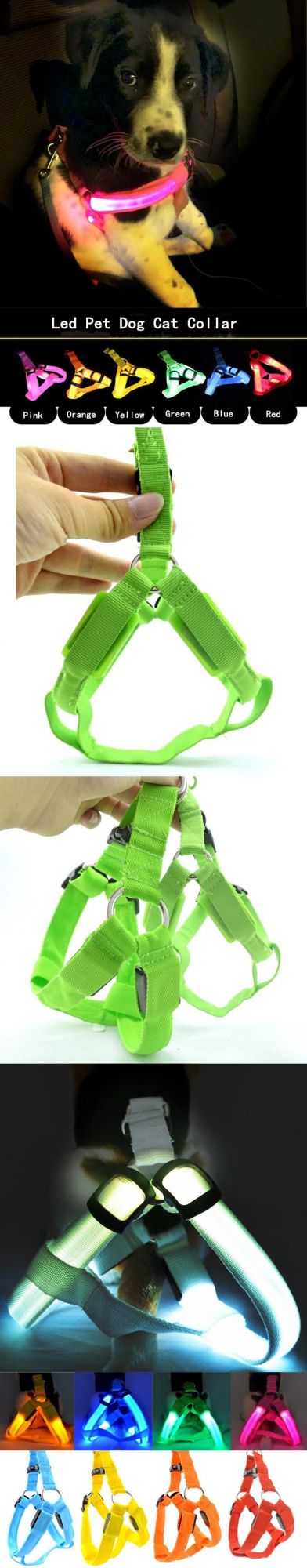 Rechargeable Glowing LED Pet Dog Cat Harness Safety Leash