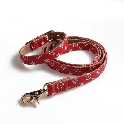 New Design Custom Logo Personalized Pet Collar Supplies Wholesale PU Leather Waterproof Luxury Dog Collar Leash