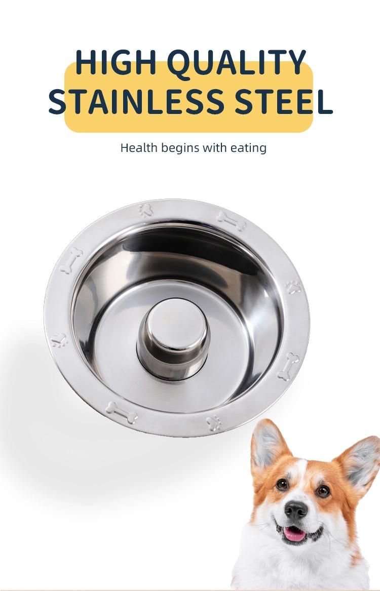 Manufacture Mold Open Pet Healthy Slow Eating Bowl Stainless Steel Pet Dog Bowl Feeder