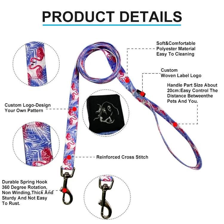 Custom Sublimation Polyester Dog Harness Leashes Set, Pet Leads and Harness for Training and Walking