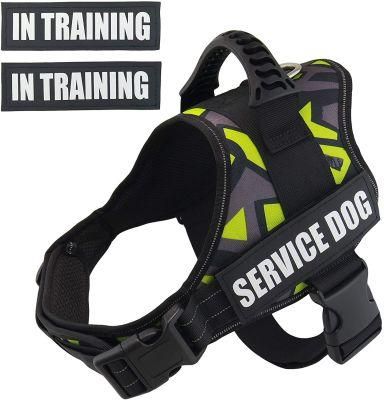 Spupps Green Mixed Color Service Dog Harness for Dogs Pulling -Small Medium Large Breed Dog