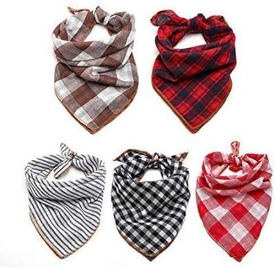 Air Permeable Dog Bandanas High Quality Fabric Check Pattern Fot Pet Dog and Cat