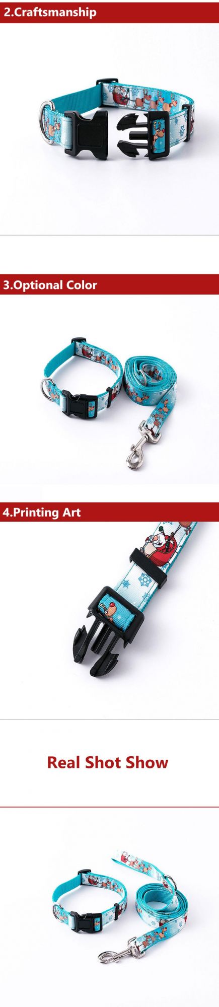 Personalized Customized Pattern Polyester, Heat Transfer Printing Double Deck Dog Collar Set//