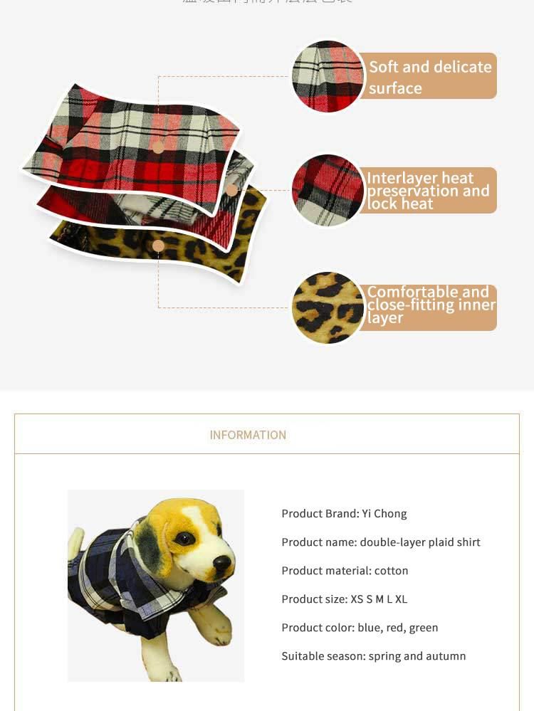 Beautful Dog Plaid Shirt Coat Pet Clothes Warm and Soft for Small and Medium Dogs Pets Clothes and Accessories
