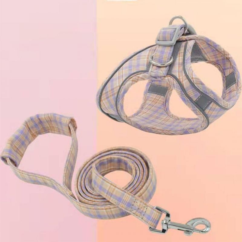 Pet Vest Harness with Reflective Tape Popular Plaid Dog Harness