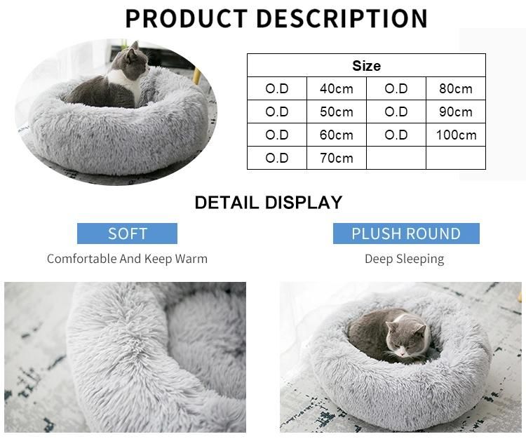 Pet Dog Bed Comfortable Donut Round Dog Kennel Ultra Soft Washable Dog and Cat Cushion Bed Winter Warm Doghouse Dropshipping