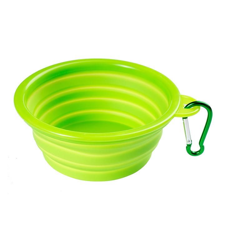 Portable Travel Water Food Single Ear Folding Collapsible Pet Silicone Dog Slow Feed Bowl Pet Dog Bowl