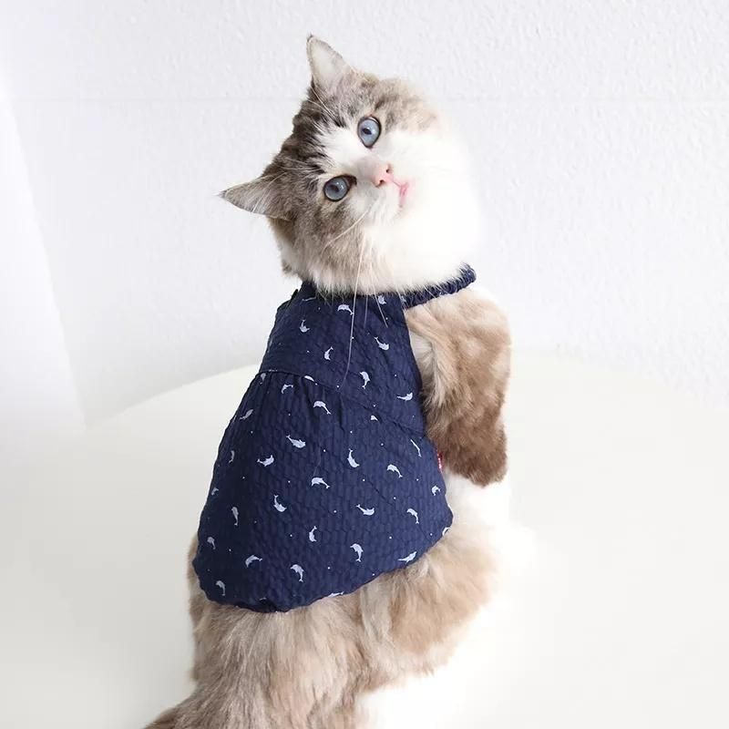 Unique Design New Pet Clothes Dolphin Bubble Embossed Vest Casual Dog Soft Cool Cat Sling T-Shirt