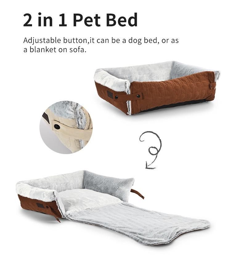 2 in 1 Eco-Life Quilting Pet Bed Multiple Uses Dog Bed for Sofa