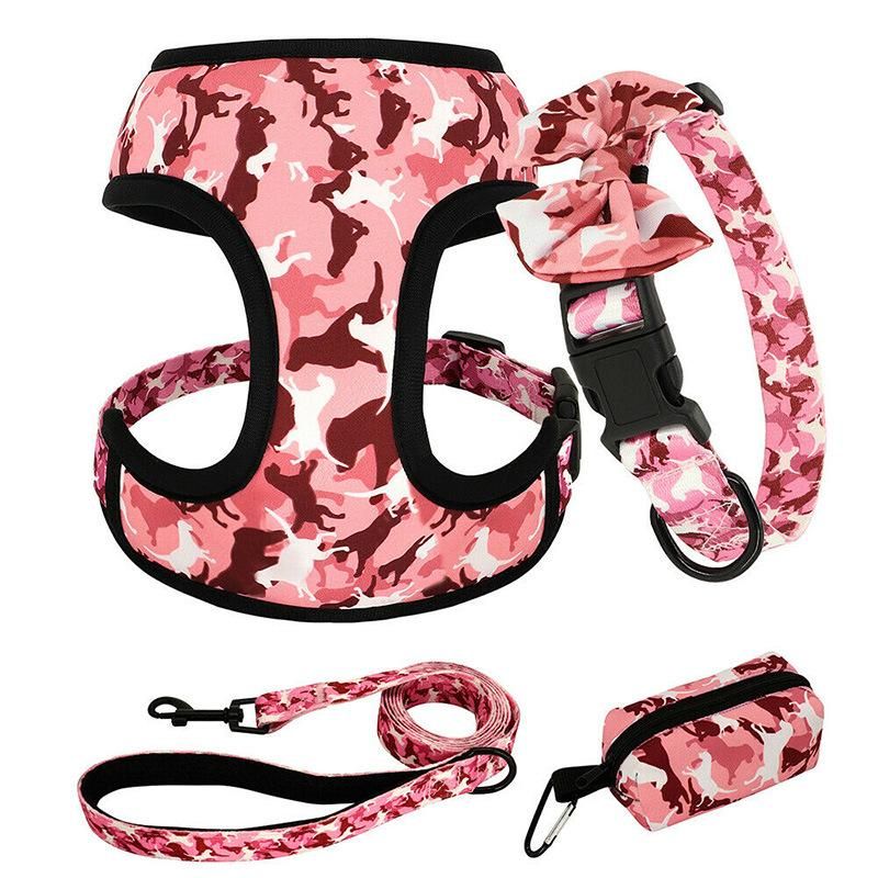 Custom Dog Harness Personalized Neck Adjustable Dog Harness Vest Collar Leash and Harness Set