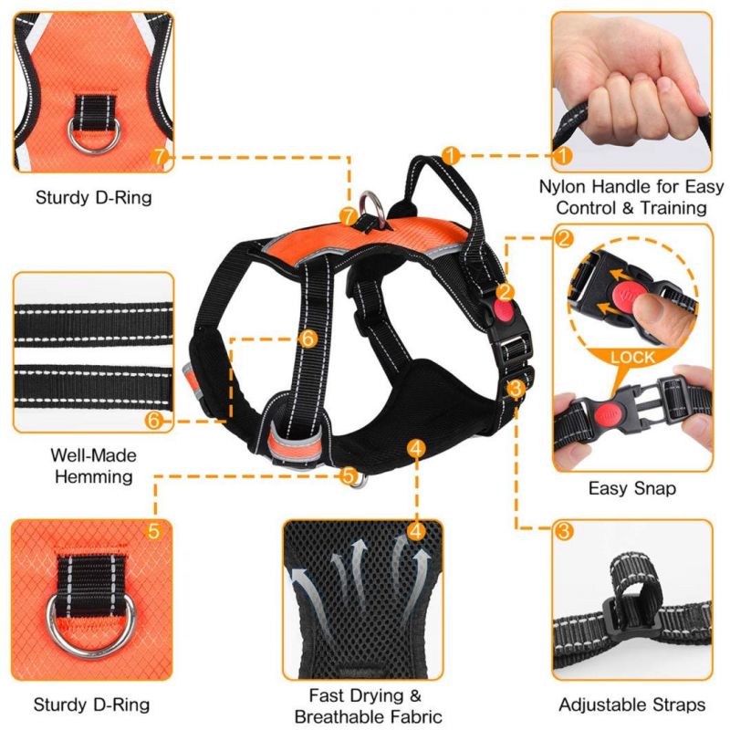 Easy to Wear& Adjustable Soft Padded Breathable Dog Harness, Dog Accessories