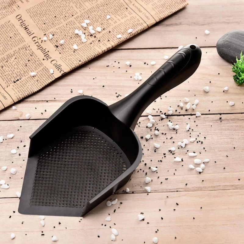 Black Color Plastic PRO-Environment Plastic Cat Shovel Sand Removing Tip Cat Litter Shovel with Fine Hole