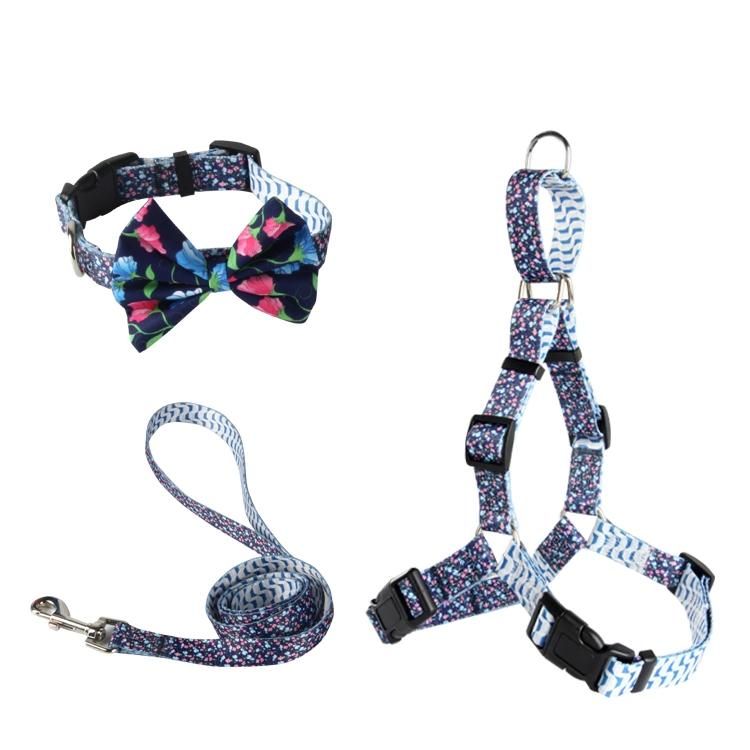 Hot Selling Cute Reversible Dog Harness Walking Halter, New Custom Printed Sport Dog Harness Set with Pet Collar Leash