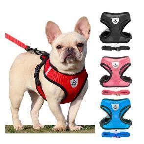 Breathable Mesh Small Dog Pet Harness and Leash Set Puppy Cat Vest Harness Collar for Chihuahua Pug Bulldog Cat