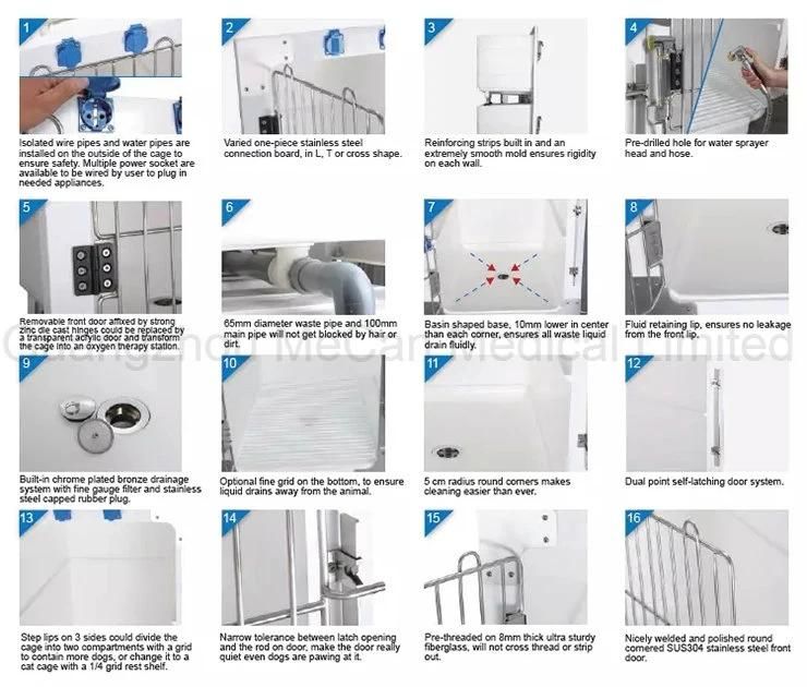 Veterinary Stainless Steel Fiberglass Modular Cage