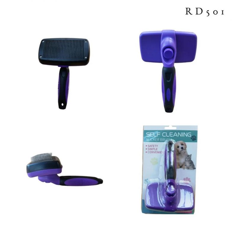 High Reputation Pet Groomer Grooming Hair Removal Self Cleaning Hair Pet Brush Purple