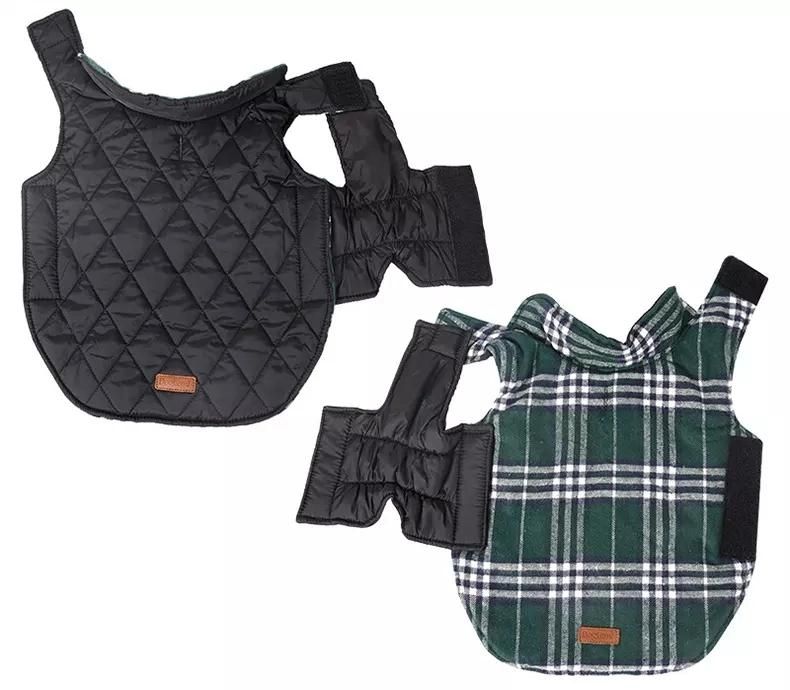 British Style Plaid Dog Winter Coat Dog Coat Fleece Lining Dog Apparel Dog Jacket Dog Vest for Small Medium and Large Dogs