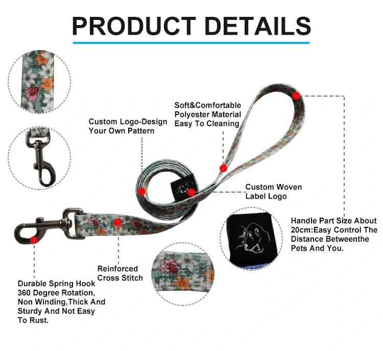 Wholesale Soft New Designer Luxury Waterproof Polyester Custom Dog Collar and Leash Set