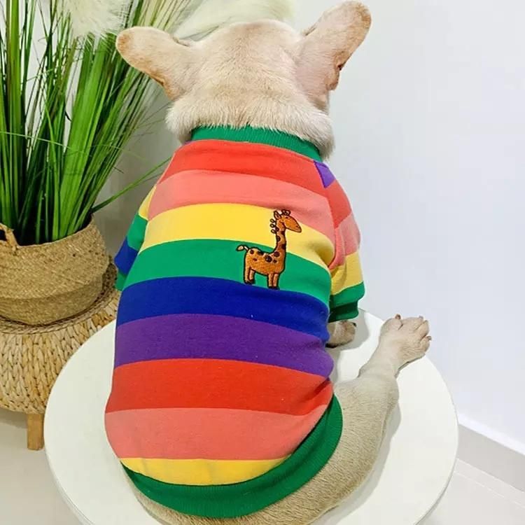 Spring Autumn Winter Pet T-Shirt Pets Rainbow Cloths Dog Clothes Clothing Dog Owner Matching Clothes