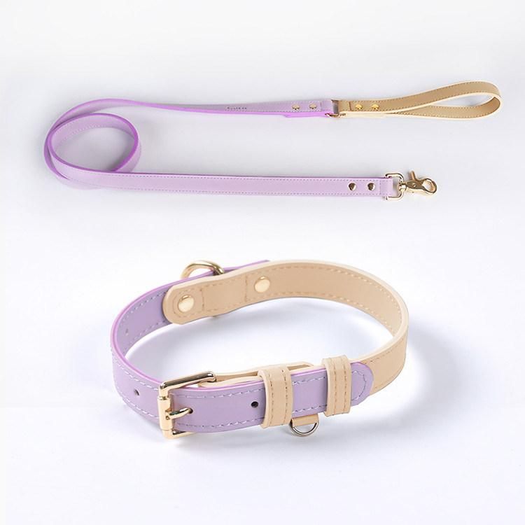 Pet Supply Designers Personalized Luxury Braided Real Cow Wide Vegan Leather Dog Collar and Leash Set