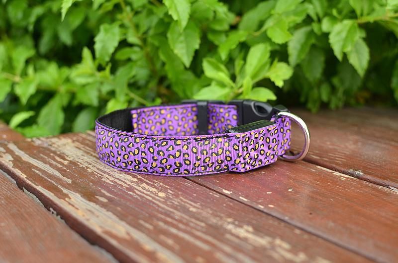 Pet Dog LED Luminous Collar Leopard Adjustable Glow Pet Collar