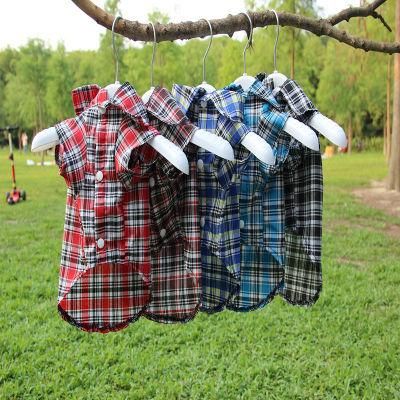New Pet Clothes Spring Summer Thin Dog Plaid Shirt Small Medium-Sized Dog Clothes Five-Color Shirt
