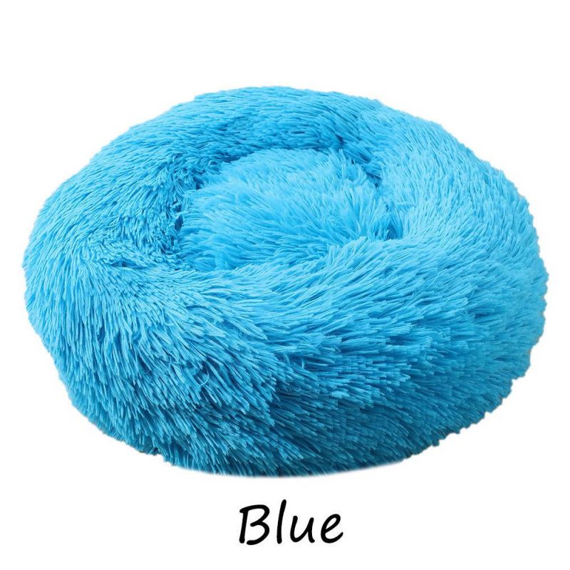 Wholesale Large Plus Pet Bed Fluffy Faux Fur Polyester Fiber Removable Cover Round Cozy Donut Dog Bed