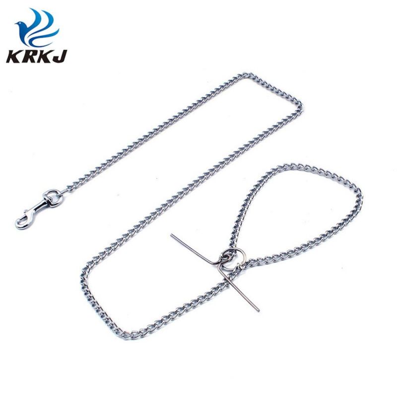 Suitable for Different Sizes Dogs 180cm Length Pet "T" Handle Design Metal Training Chain Leash Lead with Loop