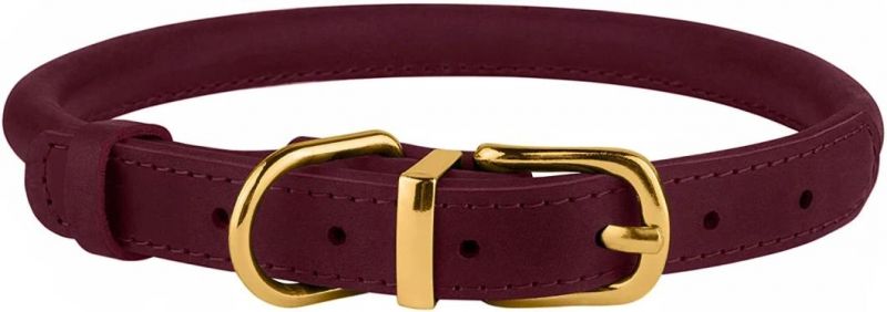 Rolled Leather Dog Collar Durable Round Rope Collars