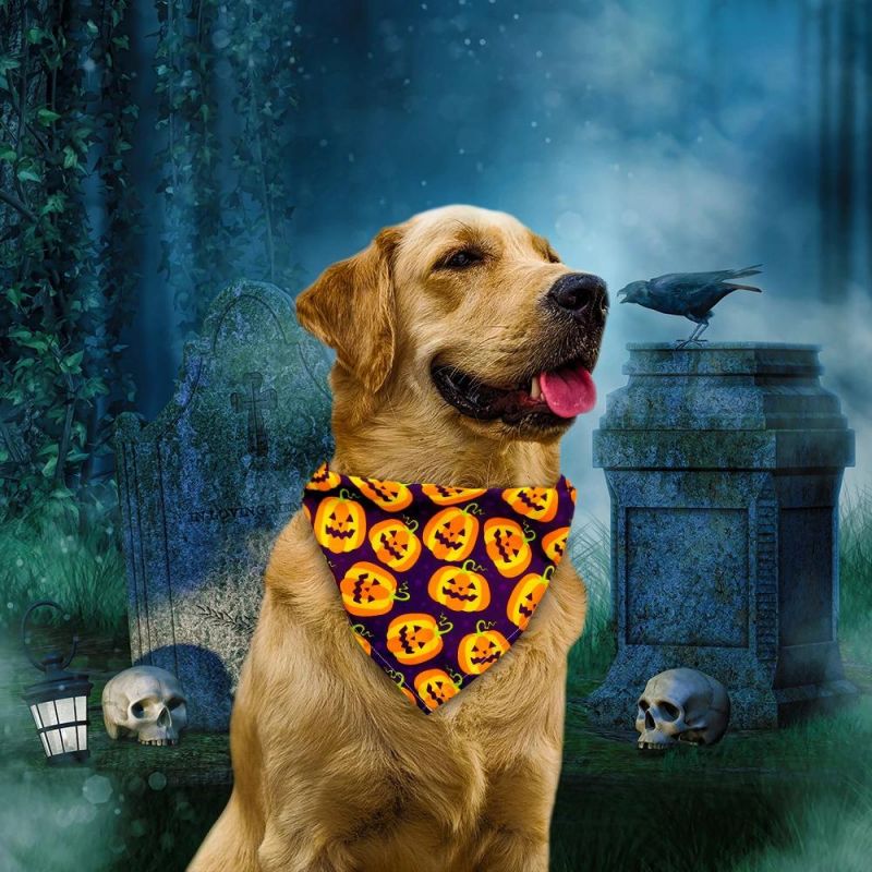 Halloween Dog Bandana, , Pet Kerchief Scarf Dog Triangle Bibs Washable Cat Scarf Accessories for Halloween Holiday Christmas