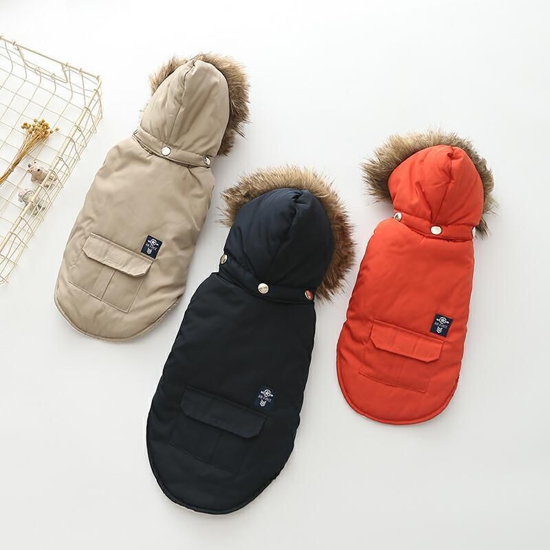 Thicken One Pocket Korean Style Cotton Hoodie Warm Dog Jacket Coat Costume Winter Dog Clothes