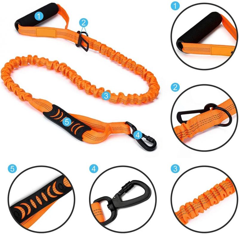 Reflective Bungee Dog Leash with Comfort Padded Handles