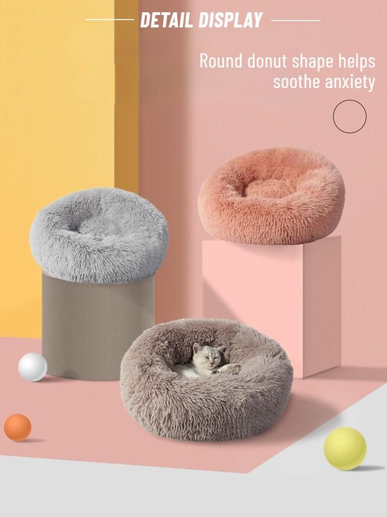 Faux Fur Removable Non-Slip Round Pet Bed